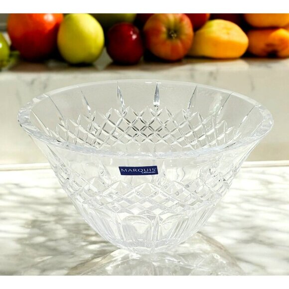 New Marquis Waterford Crystal Bowl Fruit Dessert Salad Serving Dish Germany 8" - Picture 1 of 16